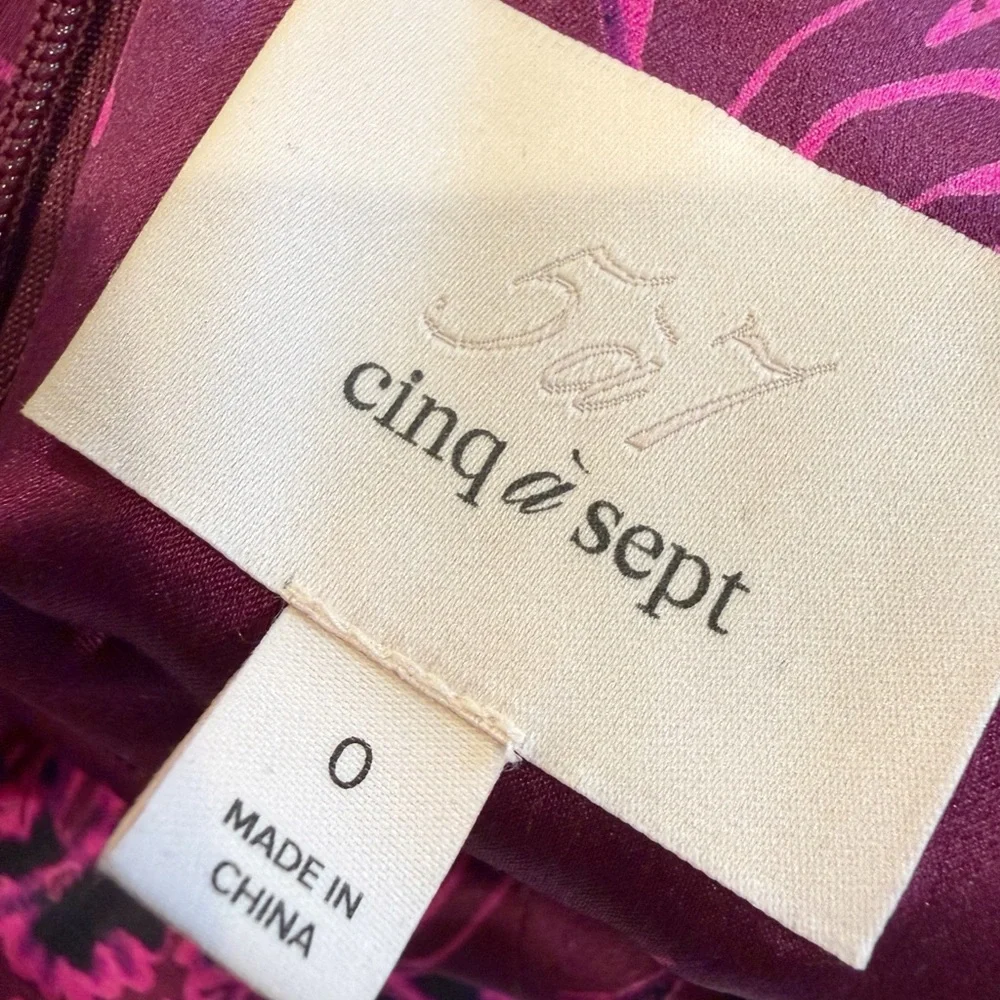 CINQ A SEPT Lara Silk Midi Dress Embossed Floral size 0 - Picture 5 of 8